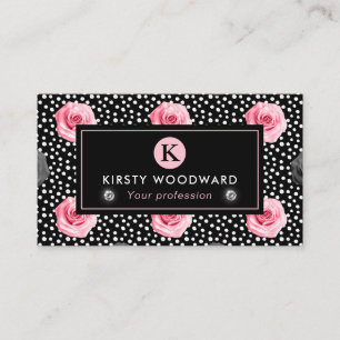 Elegant Shabby Chic Roze en Zwarte Rozen Patroon Visitekaartje