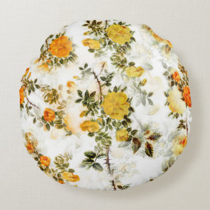 Elegant Shabby Chic Yellows Golds Florals Rond Kussen
