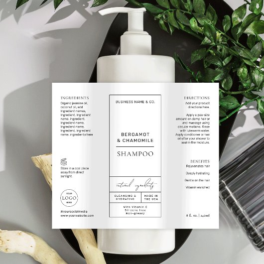Elegant Shampoo Label Modern apothekersontwerp Sparkling Wijnetiket