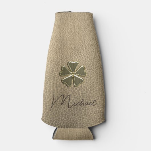 Elegant Shamrock Patrick's Day Leather Flesjeskoeler (Voorkant)