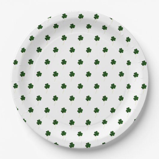 Elegant Shamrock Pattern Irish Good Luck Clovers Papieren Bordje (Voorkant)