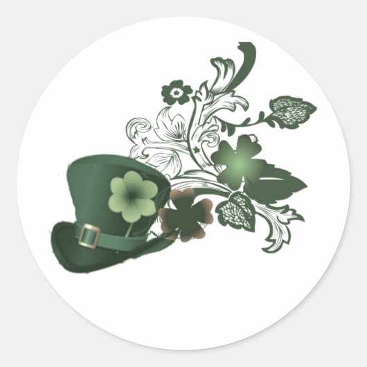 Elegant Shamrock Pet Ronde Sticker (Voorkant)