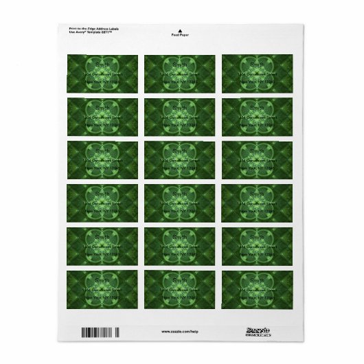 Elegant Shamrock Return Address Label (Full Sheet)