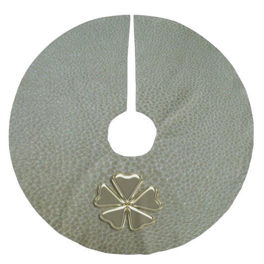 Elegant Shamrock St.Patrick's Day, Green Leather Kerstboom Rok (Voorkant)