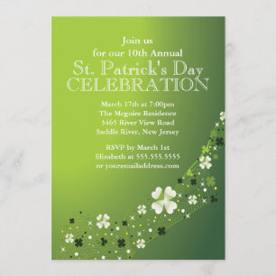 Elegant Shamrock St. Patrick's Party Invitation Kaart