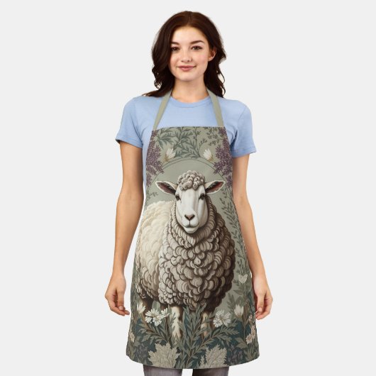 Elegant Sheep Lavender Flower Background Schort (Gedragen)