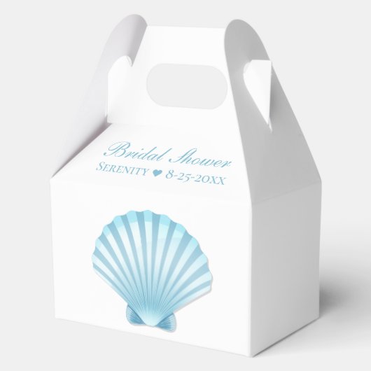 Elegant Shell Blue Nautical Beach Vrijgezellenfees Bedankdoosjes (Voorkant)