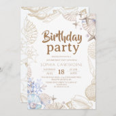 Elegant Shells Ocean Birthday Party Kaart (Voorkant / Achterkant)