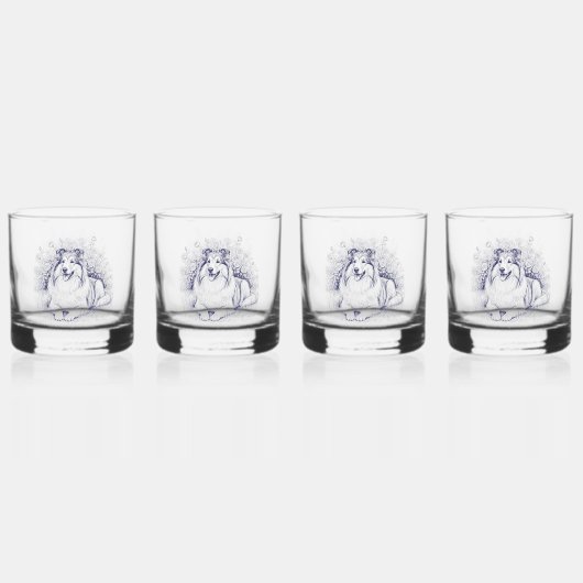 Elegant Sheltie Whisky Glas (Voorkant)
