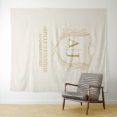 Elegant Shield monogram bruiloft achtergrond Wandkleed (In Situ (horizontaal))