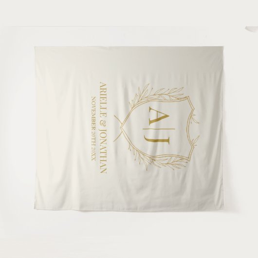 Elegant Shield monogram bruiloft achtergrond Wandkleed (Voorkant (horizontaal))