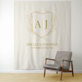 Elegant Shield monogram bruiloft achtergrond Wandkleed (In situ)