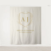Elegant Shield monogram bruiloft achtergrond Wandkleed (Voorkant)