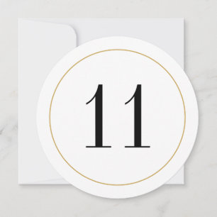 Elégant Shimmer Gold Circle Table Numéro 11 Carte