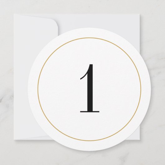 Elégant Shimmer Gold Circle Table Numéro 1 Carte (Dos)