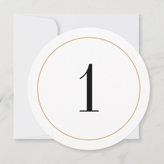 Elégant Shimmer Gold Circle Table Numéro 1 Carte (Devant)