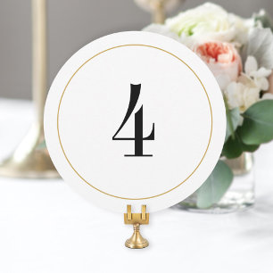Elégant Shimmer Gold Circle Table Numéro 4 Carte