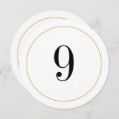 Elégant Shimmer Gold Circle Table Numéro 9 Carte (Devant / Derrière)