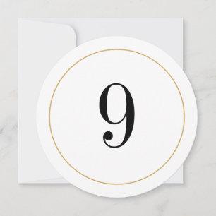 Elégant Shimmer Gold Circle Table Numéro 9 Carte