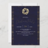 Elegant Shimmer Navy Blue, Ornaments, Snowflakes Save The Date (Voorkant)