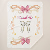 Elegant Shimmery Bow-Ribbon Name Personalize Sherpa Deken (Voorkant)