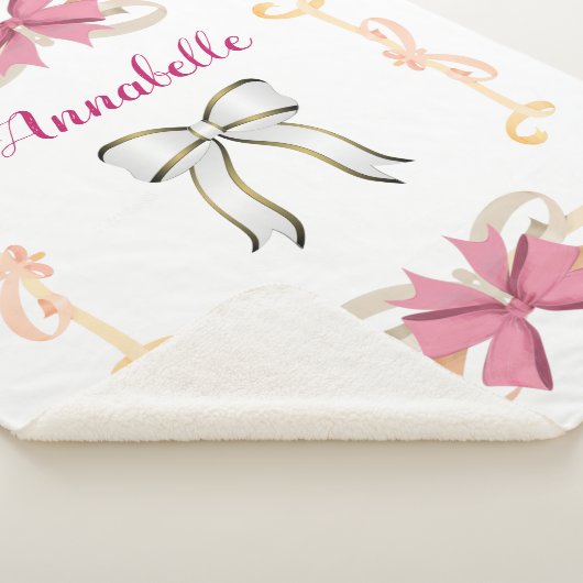 Elegant Shimmery Bow-Ribbon Name Personalize Sherpa Deken (3/4)