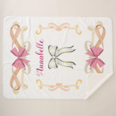 Elegant Shimmery Bow-Ribbon Name Personalize Sherpa Deken (Voorkant (horizontaal))