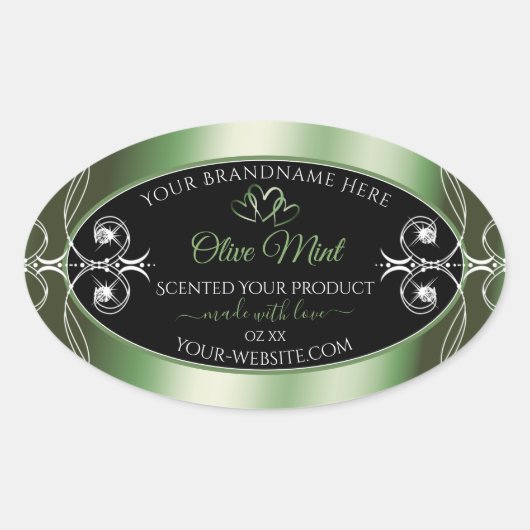 Elegant Shimmery Green Black Product Labels Juwels (Voorkant)