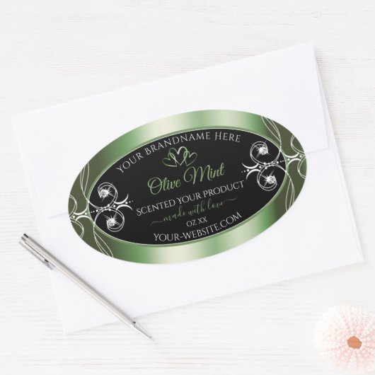 Elegant Shimmery Green Black Product Labels Juwels (Envelop)