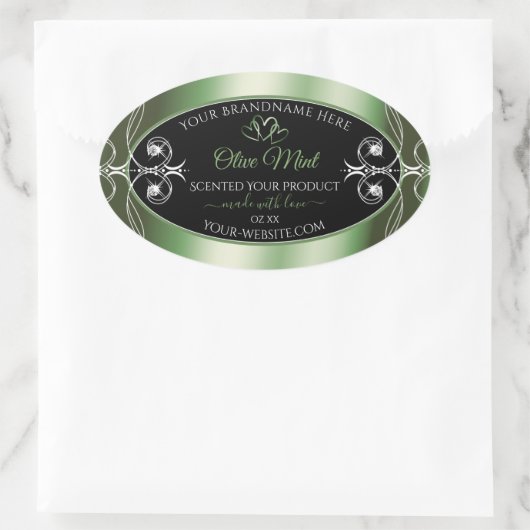 Elegant Shimmery Green Black Product Labels Juwels (Tas)