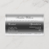 Elegant Shimmery Silver en grote 3D Initialen Chic Visitekaartje (Achterkant)
