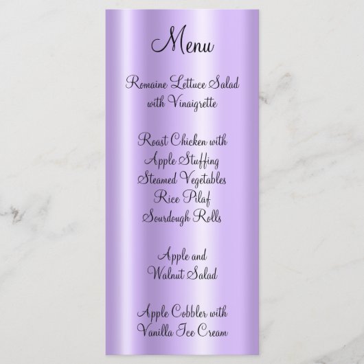 Elegant Shiny Faux Bleke Paarse Folie Menu (Voorkant)