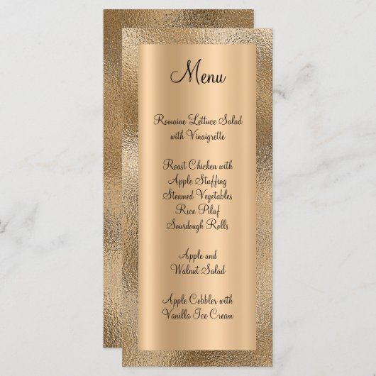 Elegant Shiny Faux Gold Textuur en Folie Menu (Voorkant / Achterkant)