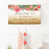 Elegant Shiny Glitter Floral Wedding Banner (Insitu)