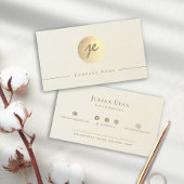 Elegant Shiny Gold Creamy White Script Monogram Visitekaartje