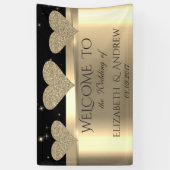 Elegant Shiny Gold Glitter Hearts Wedding Banner (Verticaal)