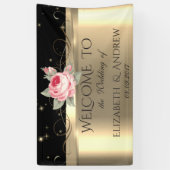 Elegant Shiny Gold Roos Wedding Banner (Verticaal)