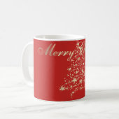 Elegant Shiny Red, Faux Gold kerstboom Koffiemok (Voorkant links)