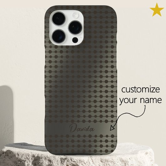 Elegant Shiny Silver Dots Line Pattern Custom Name Case-Mate iPhone Case