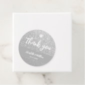 Elegant Shiny Silver Glitter Wedding Favor Labels (In situ)