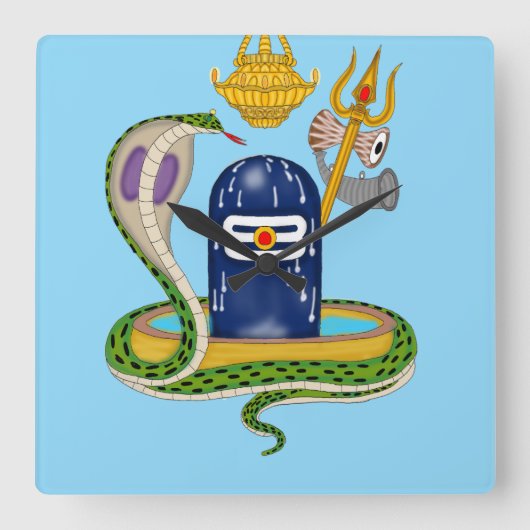 Elegant Shivlingam Clock – Divine Timepiece for Sp Vierkante Klok (Voorkant)