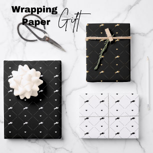 Elegant Show Springen Wit Zwart Gouden Paarden Inpakpapier Vel