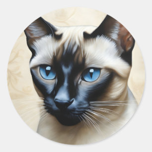 Elegant Siamese Cat Ronde Sticker