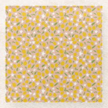 Elegant  Sicilian Lemon Glass Coasters 