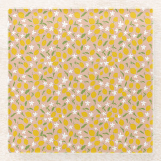 Elegant  Sicilian Lemon Glass Coasters  Glazen Onderzetter