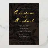 Elegant sierbloemen goudbruiloft folie uitnodiging (Voorkant)