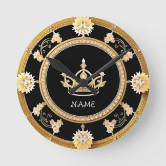 Elegant Sierlijk Koninklijk Kroonsymbool Ronde Klok