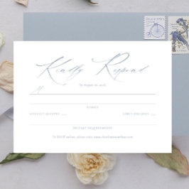 Elegant sierlijk script Dusty Blue Wedding RSVP