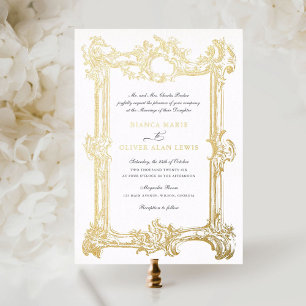  Elegant Sierlijke Gouden Folie Lijst Bruiloft Uitnodiging