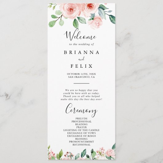 Elegant sierlijke herfst bloemenbruiloft programma (Voorkant)